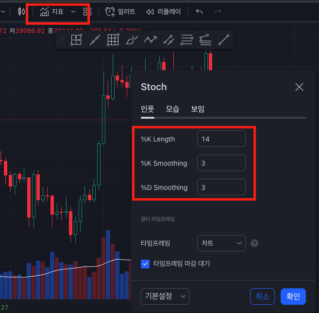 스토캐스틱 설정법