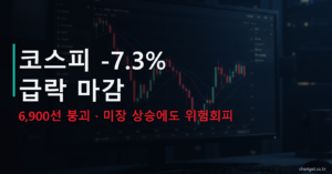 코스피 7.3퍼센트 급락 마감 6900선 붕괴 미장 상승에도 위험회피 7월 13일 썸네일