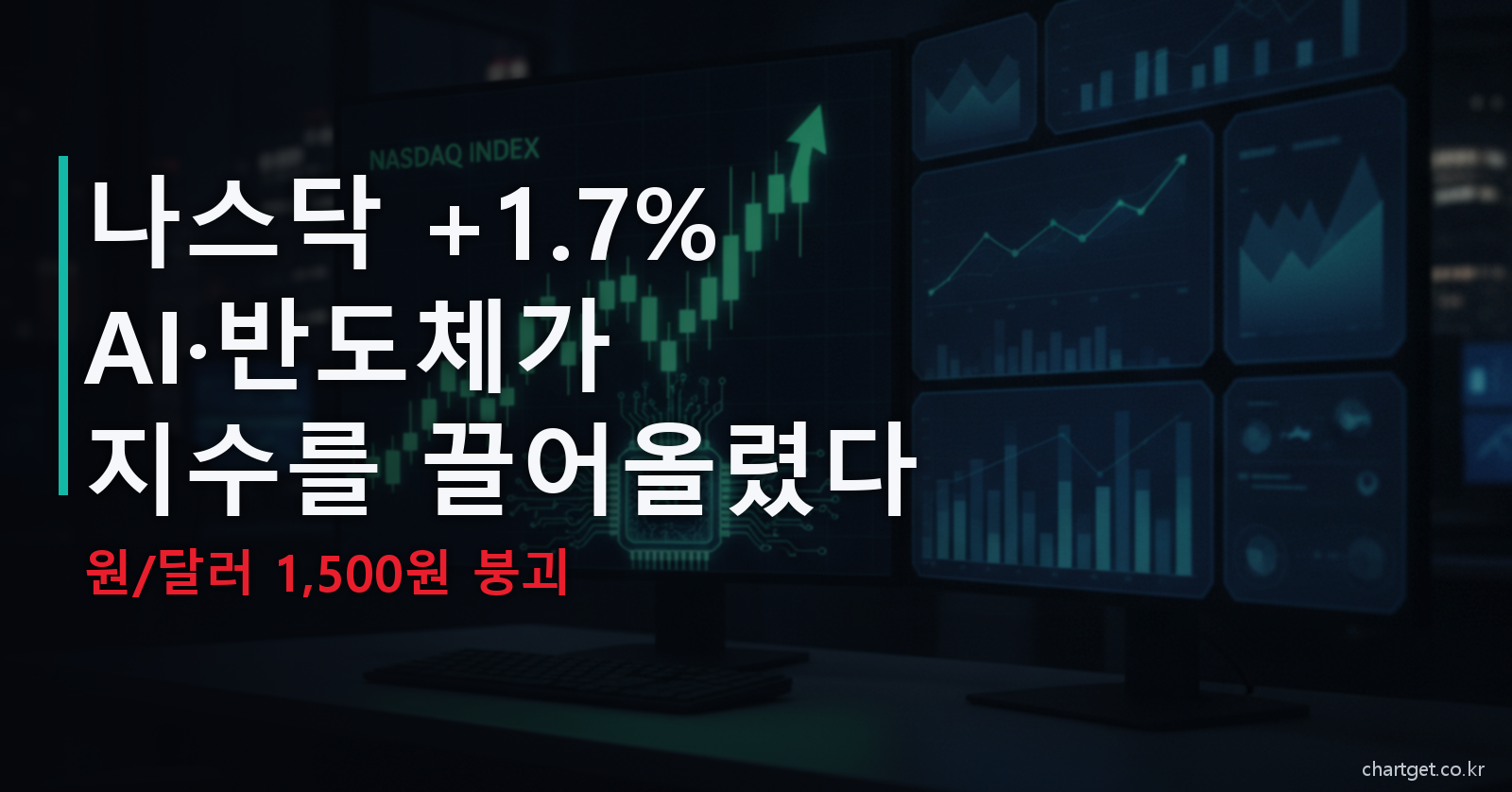 나스닥 +1.7% AI 반도체 랠리 사상권 원달러 1500원 붕괴 미국장 마감 시황 썸네일